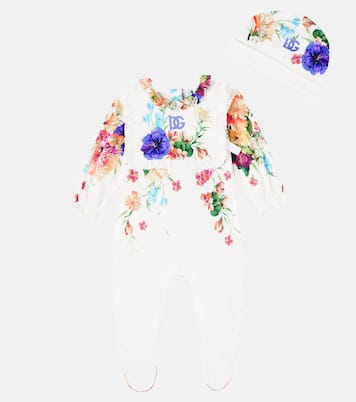 Baby DG onesie, bib, and beanie set | Dolce&Gabbana Kids