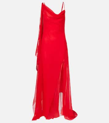 Asymmetric draped silk georgette gown | Blumarine