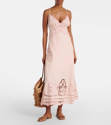 Embroidered linen slip dress | Farm Rio