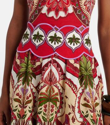 Odara Red扇贝边亚麻混纺中长半身裙 | Farm Rio