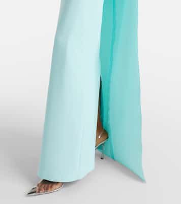 Lennox floral-appliqué caped crêpe gown | Safiyaa