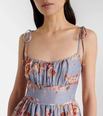 Awaken floral linen midi dress | Zimmermann