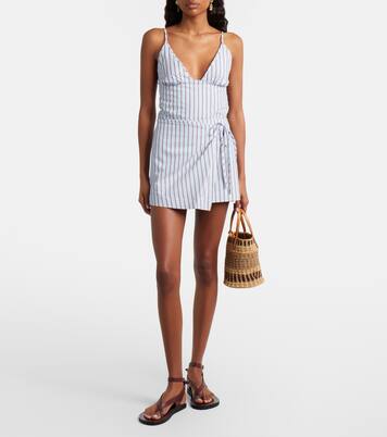 Pinstripe cotton-blend wrap skirt | SIR