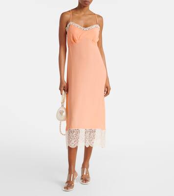 Vestido lencero de crepé de china con encaje | Simone Rocha