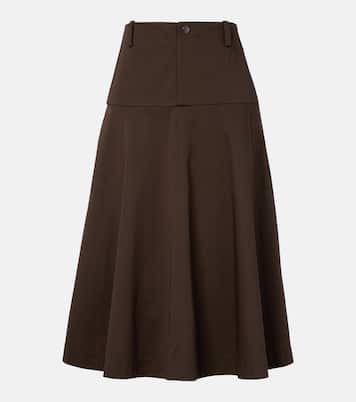 Cotton twill midi skirt | Vince