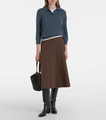 Cotton twill midi skirt | Vince
