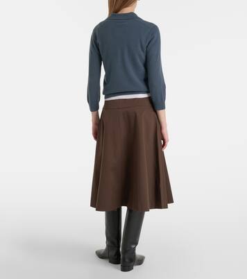 Cotton twill midi skirt | Vince