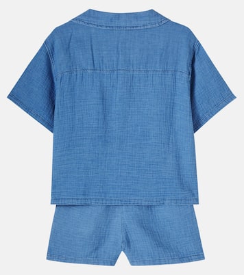 Gale cotton chambray bowling shirt and shorts set | Cozmo