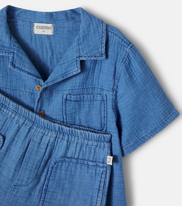 Gale cotton chambray bowling shirt and shorts set | Cozmo