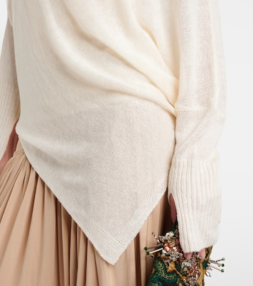 Beaded asymmetric linen-blend sweater | Xu Zhi
