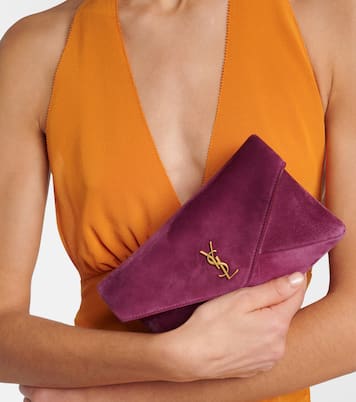 Schultertasche Cassandre Small aus Veloursleder | Saint Laurent