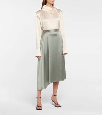Falda lencera midi Merel asimétrica | Deveaux New York