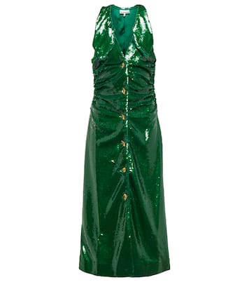Sequined ruched midi dress | Ganni