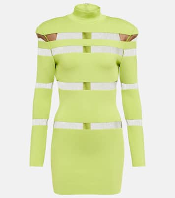 Turtleneck mesh-paneled minidress | Balmain