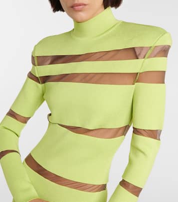 Turtleneck mesh-paneled minidress | Balmain