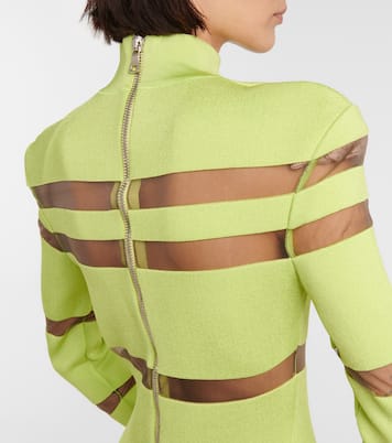 Turtleneck mesh-paneled minidress | Balmain