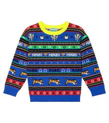 Pull en jacquard de coton mélangé à logo | Kenzo Kids