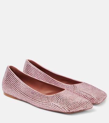 Ballerinas Ane aus Satin mit Kristallen | Amina Muaddi