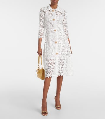 Robe midi en dentelle à ornements | Oscar de la Renta