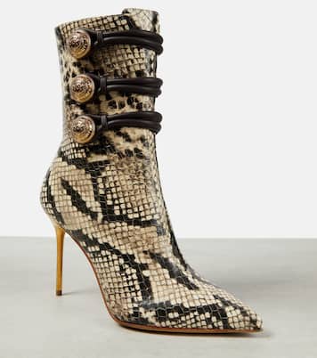Alma snake-effect leather ankle boots | Balmain