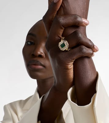 Bague Halo Mini en or 18 ct, émeraudes et diamants | Shay Jewelry