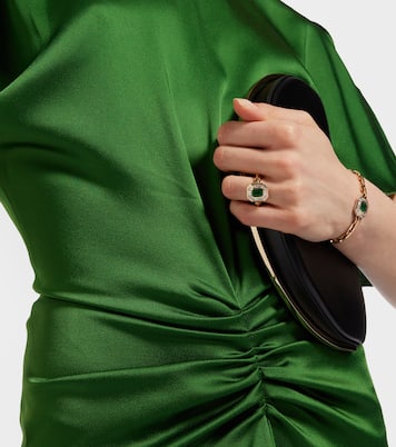 Halo Mini 18kt gold ring with emerald and diamonds | Shay Jewelry