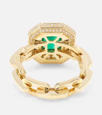 Halo Mini 18kt gold ring with emerald and diamonds | Shay Jewelry