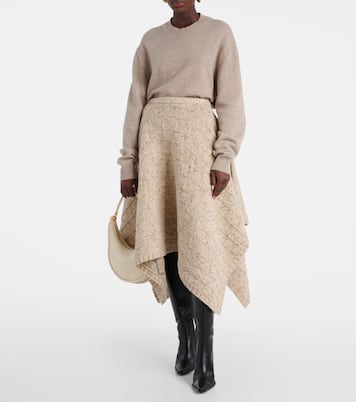 Falda midi asimétrica de lana | Bottega Veneta