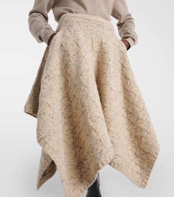 Falda midi asimétrica de lana | Bottega Veneta
