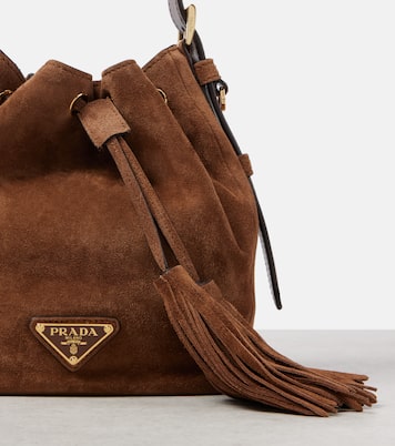 Sac seau Small en daim | Prada