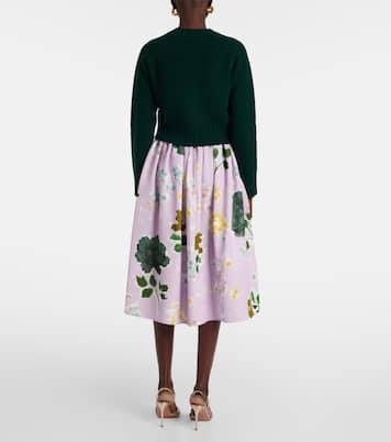 Cardigan raccourci en laine à fleurs | Erdem