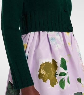 Cardigan raccourci en laine à fleurs | Erdem