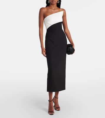 Strapless asymmetric crêpe cocktail dress | Roland Mouret