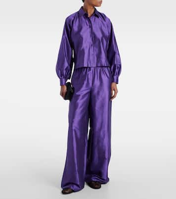 Pantaloni Avio in raso di seta a vita alta | Max Mara