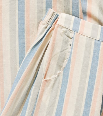 Pantalones Flor de algodón y lino a rayas | Louise Misha