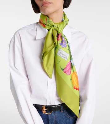 Foulard en soie à fleurs | Gucci