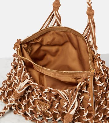 Woven suede-trimmed tote bag | Prada