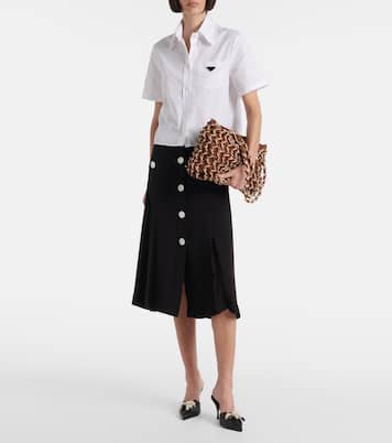 Woven suede-trimmed tote bag | Prada