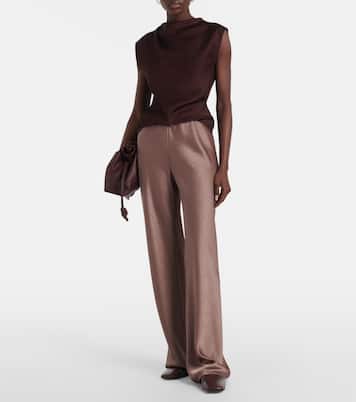 High-rise satin straight pants | Vince
