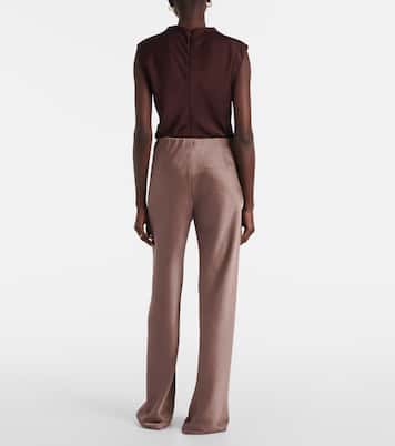 High-rise satin straight pants | Vince