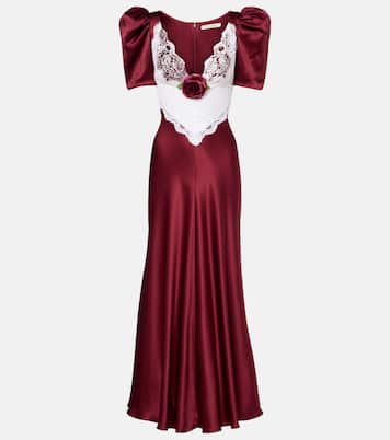 Floral-appliqué lace-trimmed silk gown | Rodarte
