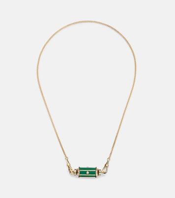 Baby Locket 18kt gold pendant necklace with malachite and diamonds | Marie Lichtenberg