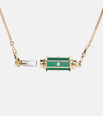 Baby Locket 18kt gold pendant necklace with malachite and diamonds | Marie Lichtenberg
