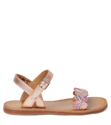 Plagette Ferns glitter leather sandals | Pom d'Api