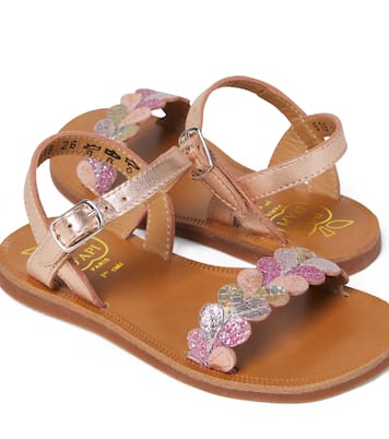 Plagette Ferns glitter leather sandals | Pom d'Api