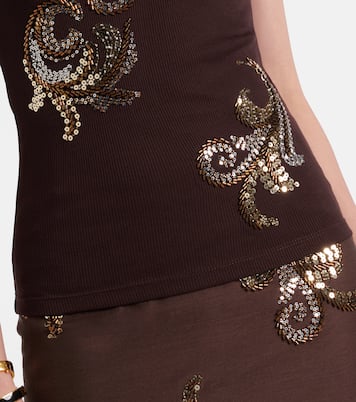 Ribbed-knit sequined tank top | Xu Zhi