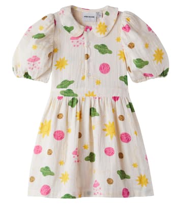 Space printed cotton muslin dress | Mini Rodini