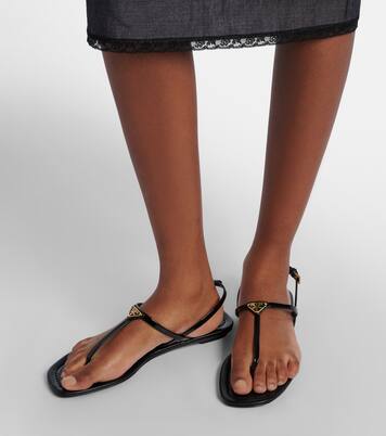 Patent leather thong sandals | Prada