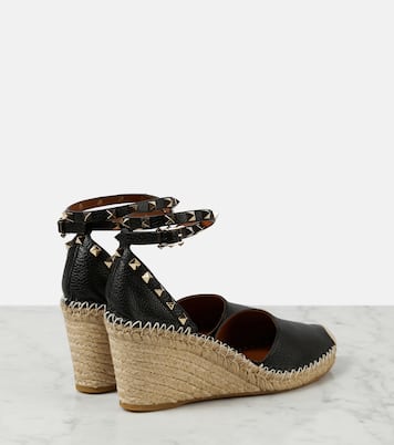 Espadrillas Rockstud Double in pelle con zeppa | Valentino Garavani