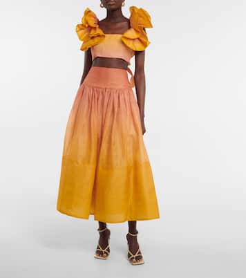 Falda midi Postcard de organza | Zimmermann